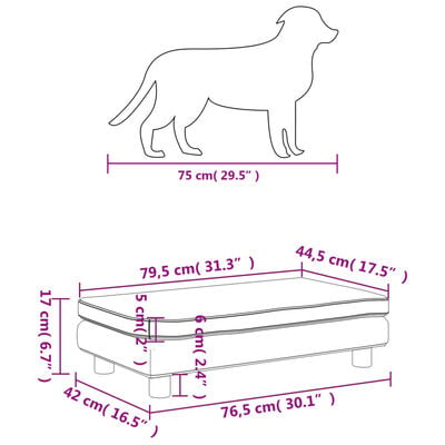 vidaXL Cama para cães com extensão 100x50x30 cm veludo preto