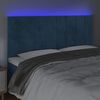 vidaXL Cabeceira cama c/ luzes LED veludo 200x5x118/128cm azul-escuro