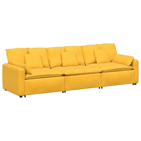 vidaXL Sof&aacute; modular com almofadas amarelo-claro