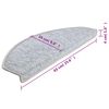 vidaXL Tapetes de escada 10 pe&ccedil;as 65x24x4 cm cinza claro semicircular grande