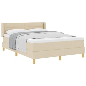 vidaXL Cama Box com colch&atilde;o com cabeceira Creme 200 x 160 cm Poli&eacute;ster