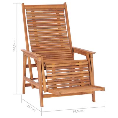 vidaXL Cadeira de jardim com apoio de pés em madeira de teca maciça