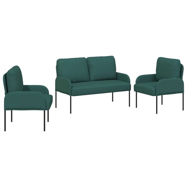 vidaXL Conjuntos de sof&aacute;s 3 pcs Verde Escuro 115 x 56 x 80 cm