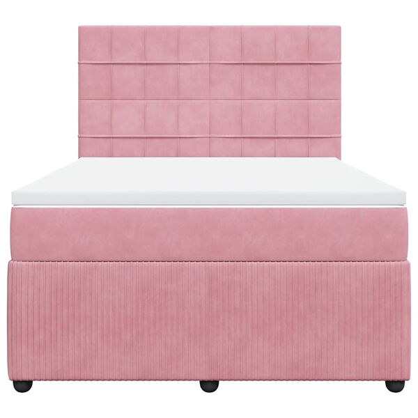 vidaXL Cama com molas/colch&atilde;o 140x200 cm veludo rosa