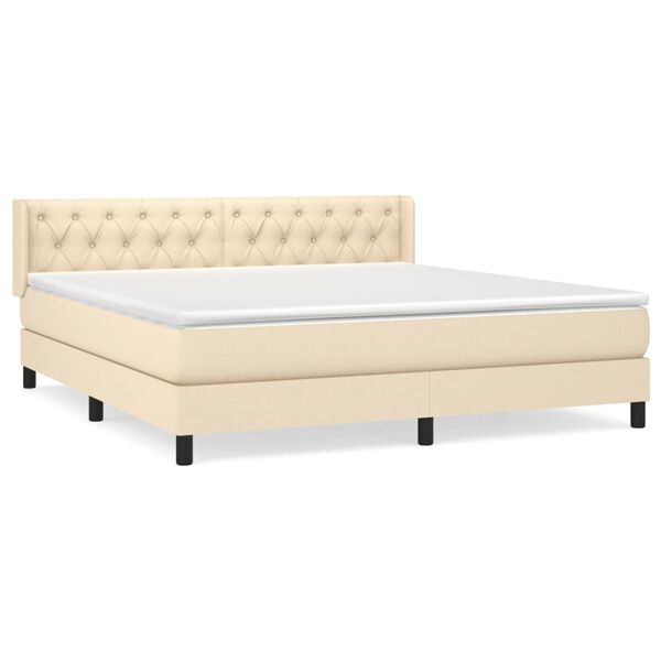 vidaXL Cama com molas/colch&atilde;o 160x200 cm tecido cor creme