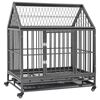 vidaXL Jaula para c&atilde;es com rodas e telhado a&ccedil;o 92x62x106 cm