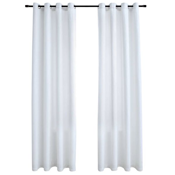 vidaXL Cortinas blackout c/ argolas metal 2 pcs 140x225 cm branco sujo