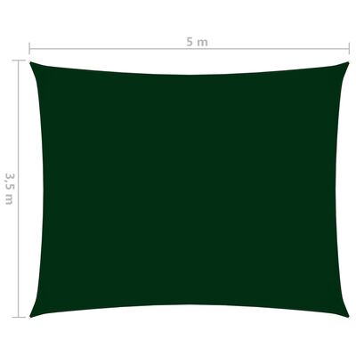 vidaXL Para-sol vela tecido oxford retangular 3,5x5 m verde-escuro