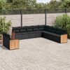 vidaXL 11 pcs conjunto sof&aacute;s de jardim c/ almofad&otilde;es vime PE preto