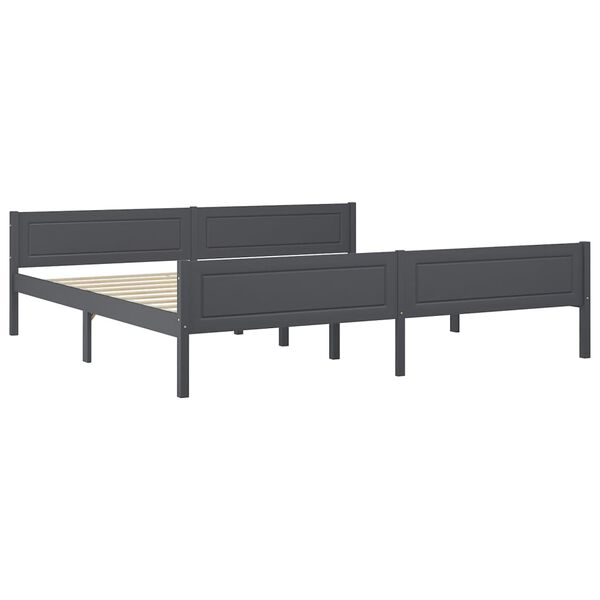 vidaXL Estrutura cama c/ 2 gavetas 200x200cm pinho maci&ccedil;o cinza-escuro