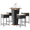 vidaXL 5 pcs conjunto de bar p/ jardim c/ almofad&otilde;es vime PE preto