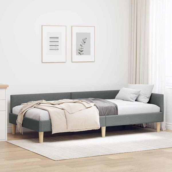 vidaXL Estrutura de Cama de Canto Cinza Escuro 100 x 200 cm tecido