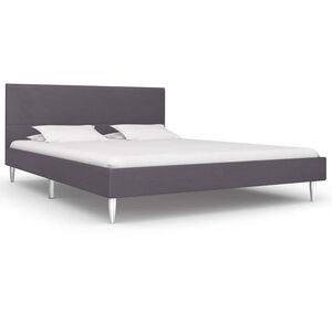 vidaXL Estrutura para cama sem colch&atilde;o 135x190 cm tecido cinzento