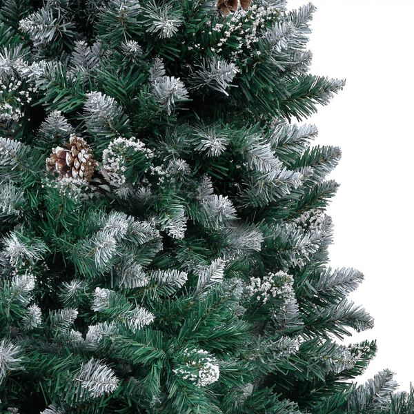 vidaXL Árvore Natal artificial pré-iluminada c/ bolas e pinhas 210 cm