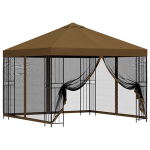 vidaXL Gazebo de Jardim com Laterais 3 x 3 m Cinzento-acastanhado