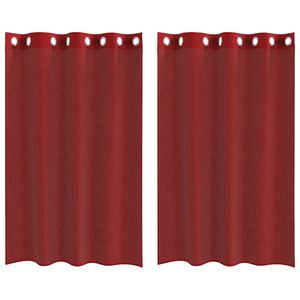 vidaXL Cortinas de voile com ilh&oacute;s 2 pcs vermelho tinto