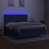 vidaXL Cama box spring c/ colch&atilde;o e LED 160x200 cm tecido azul