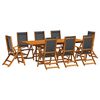 vidaXL 9 pcs conjunto de jantar para jardim ac&aacute;cia maci&ccedil;a e textilene