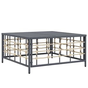 vidaXL Mesa de jardim 70x70x34 cm vime PE antracite