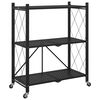 vidaXL Prateleira de armazenamento com rodas preta 71x34x88 cm a&ccedil;o