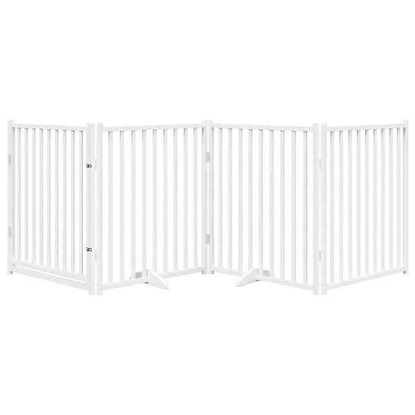 vidaXL Port&atilde;o p/ c&atilde;es com porta dobr&aacute;vel 4 pain&eacute;is 320 cm abeto branco