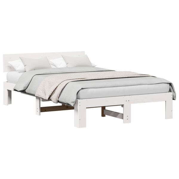 vidaXL Estrutura da Cama com cabeceira Branco 135 x 190 cm
