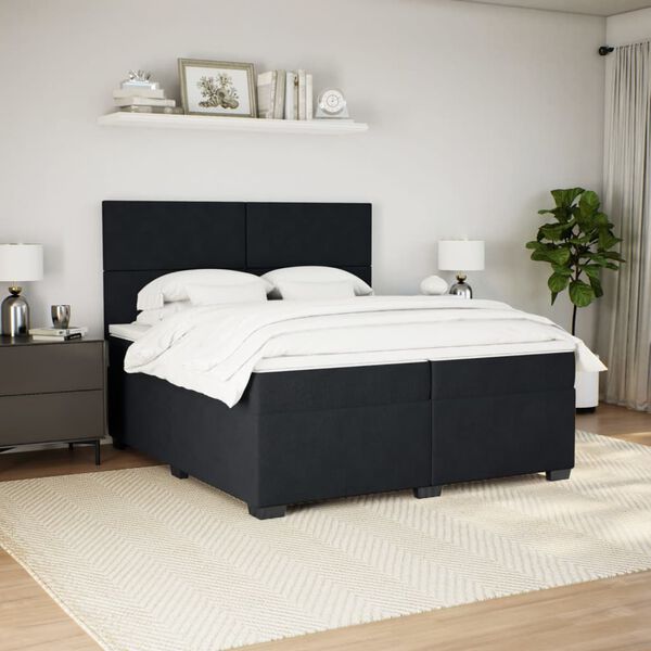 vidaXL Cama com molas/colch&atilde;o 200x200 cm veludo preto