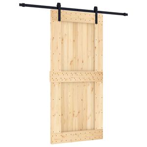 vidaXL Porta Deslizante Natural e Preto 95 x 210 cm