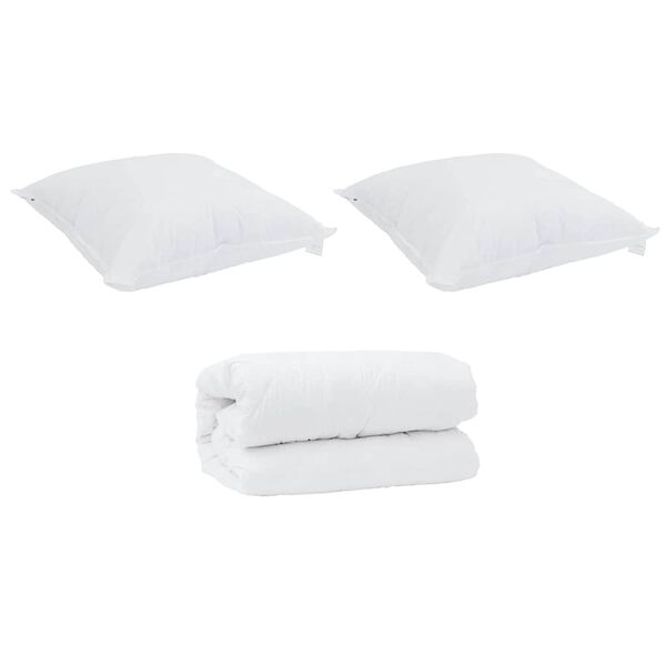 vidaXL Duvet com Travesseiros com travesseiro 3 pcs Branco Microfibra