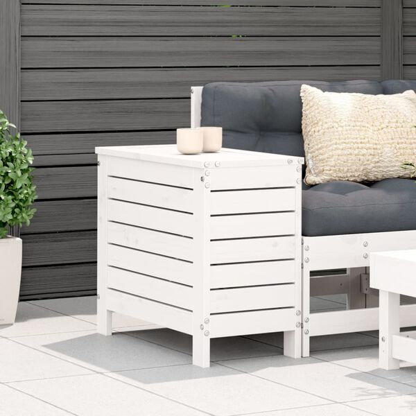 vidaXL Apoio de p&eacute;s para jardim 62x31,5x52 cm pinho maci&ccedil;o branco