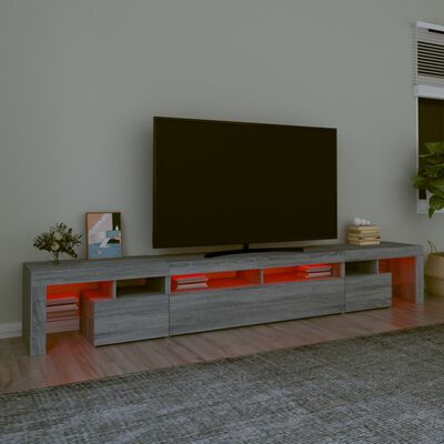 vidaXL Móvel de TV com luzes LED 260x36,5x40 cm sonoma cinza
