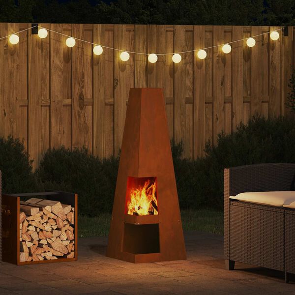 vidaXL Fire Pit Castanho 35 x 35 x 100 cm A&ccedil;o Corten