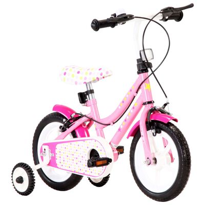 vidaXL Bicicleta de criança roda 12" branco e cor-de-rosa