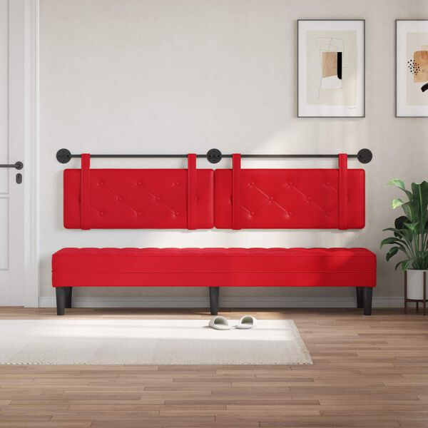 vidaXL Cabeceira Suspensa Vermelho 210 x 55 x 5 cm Couro Sint&eacute;tico