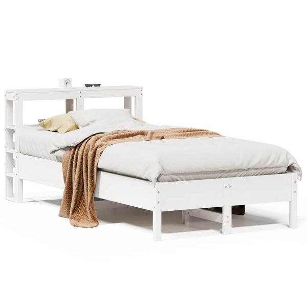 vidaXL Cama sem colch&atilde;o 100x200 cm madeira de pinho maci&ccedil;a branco