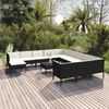 vidaXL 13 pcs conjunto lounge de jardim c/ almofad&otilde;es vime PE preto