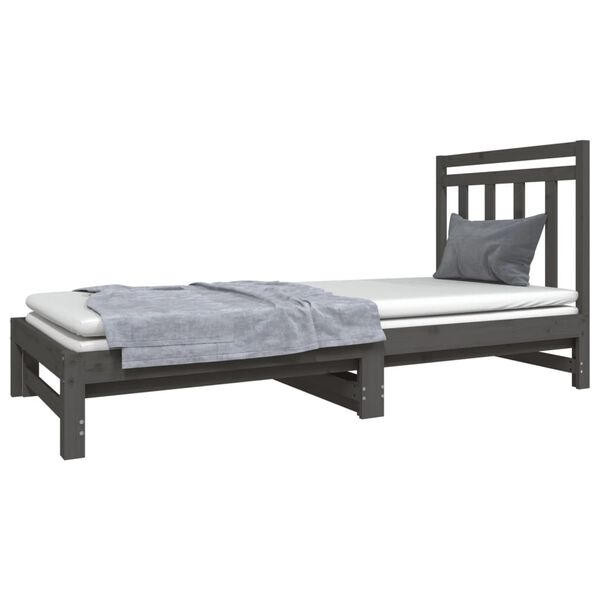 vidaXL Estrutura sof&aacute;-cama de puxar 2x(90x190) cm pinho maci&ccedil;o cinza