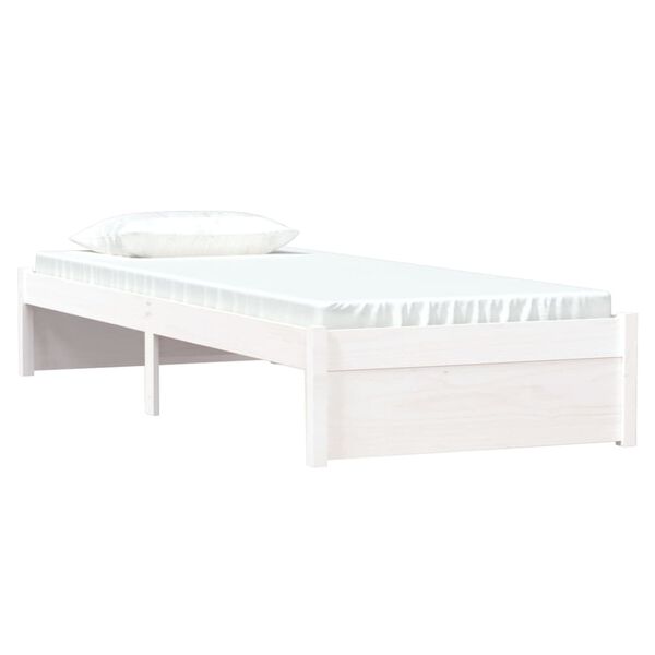 vidaXL Estrutura cama pequena solteiro 75x190 cm madeira maciça branco