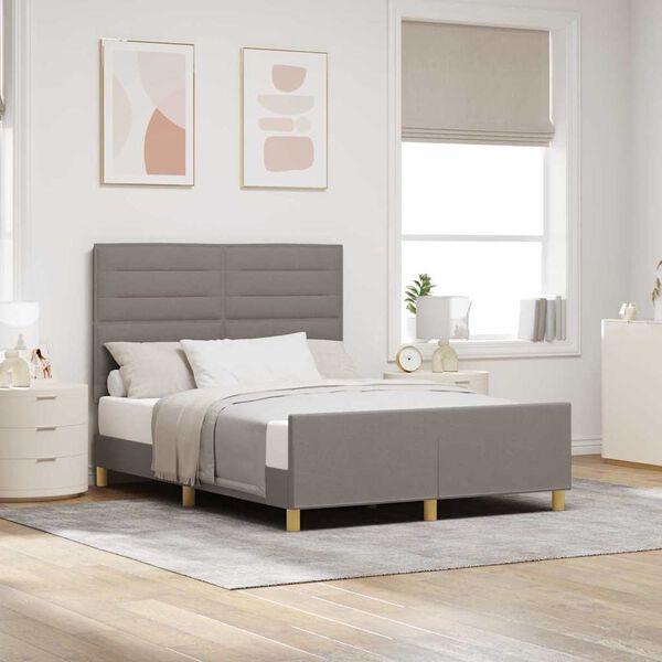 vidaXL Estrutura da Cama Cinzento-acastanhado 140 x 190 cm tecido