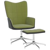 vidaXL Cadeira de descanso com banco PVC e veludo verde-claro