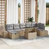 vidaXL Conjunto de Sof&aacute; de Jardim 8 pcs Bege Rattan Sint&eacute;tico