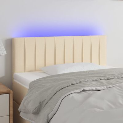 vidaXL Cabeceira de cama c/ luzes LED tecido 100x5x78/88 cm cor creme