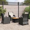 vidaXL 5 pcs conjunto lounge de jardim c/ almofad&otilde;es vime PE preto
