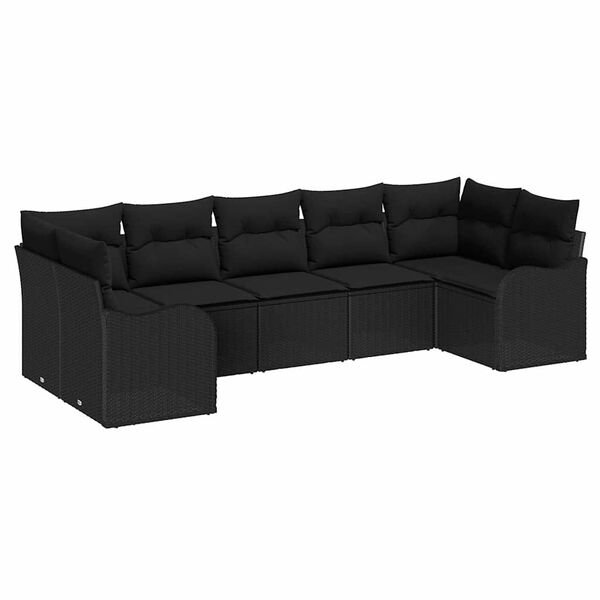 vidaXL Conjunto de Sof&aacute; de Jardim Preto vime PE