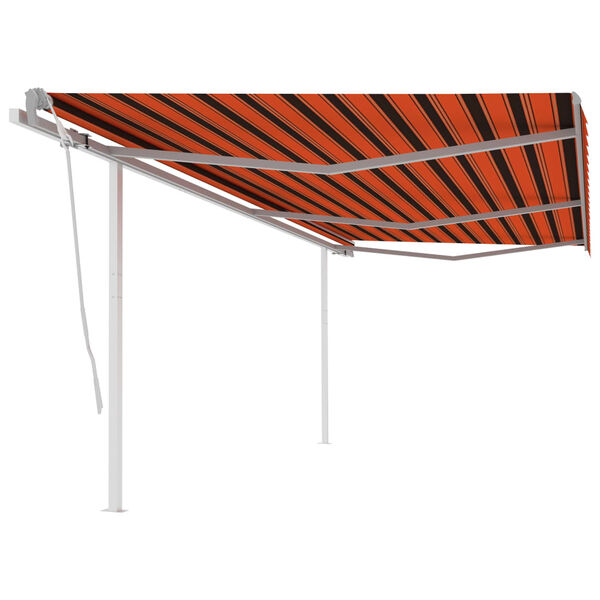 vidaXL Toldo retr&aacute;til manual com postes 6x3,5 m laranja e castanho