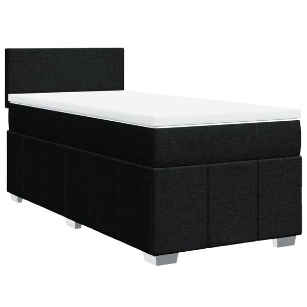 vidaXL Cama com molas/colch&atilde;o 90x190 cm tecido preto