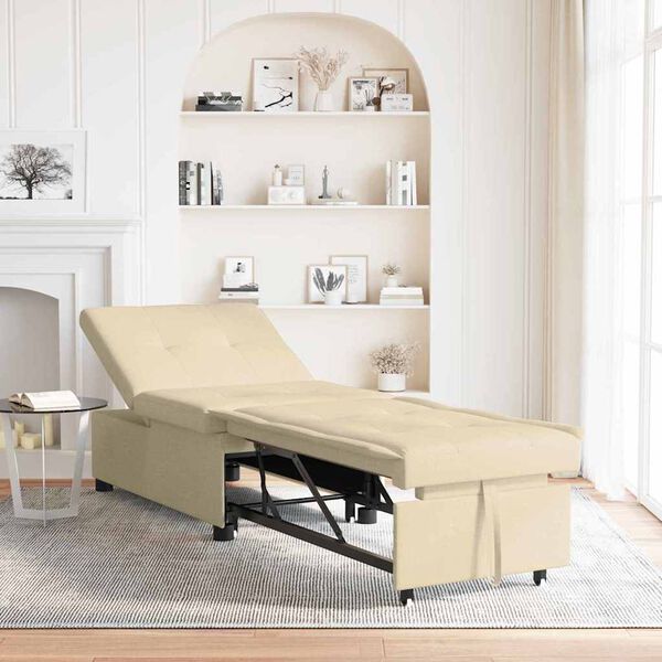vidaXL Sof&aacute;-cama retr&aacute;til Creme 194 x 50 x 82 cm Contraplacado