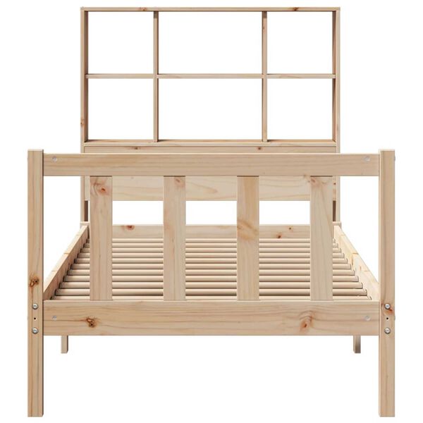 vidaXL Cama com estante sem colch&atilde;o 90x190 cm pinho maci&ccedil;o