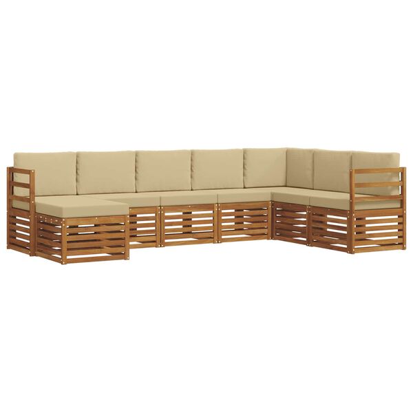 vidaXL Conjunto de Sof&aacute; Sectional com almofada 8 pcs Natural e Bege