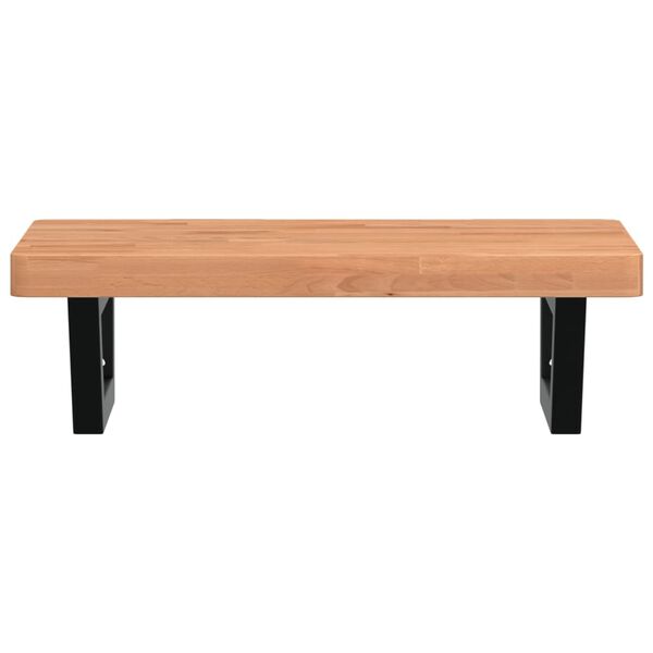 vidaXL Prateleira de parede p/ lavat&oacute;rio a&ccedil;o/madeira de faia maci&ccedil;a